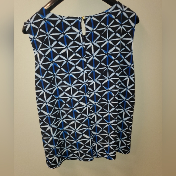 Calvin Klein Black and Blue Geometric Patterned Sleeveless Top 2X EUC - Picture 4 of 12